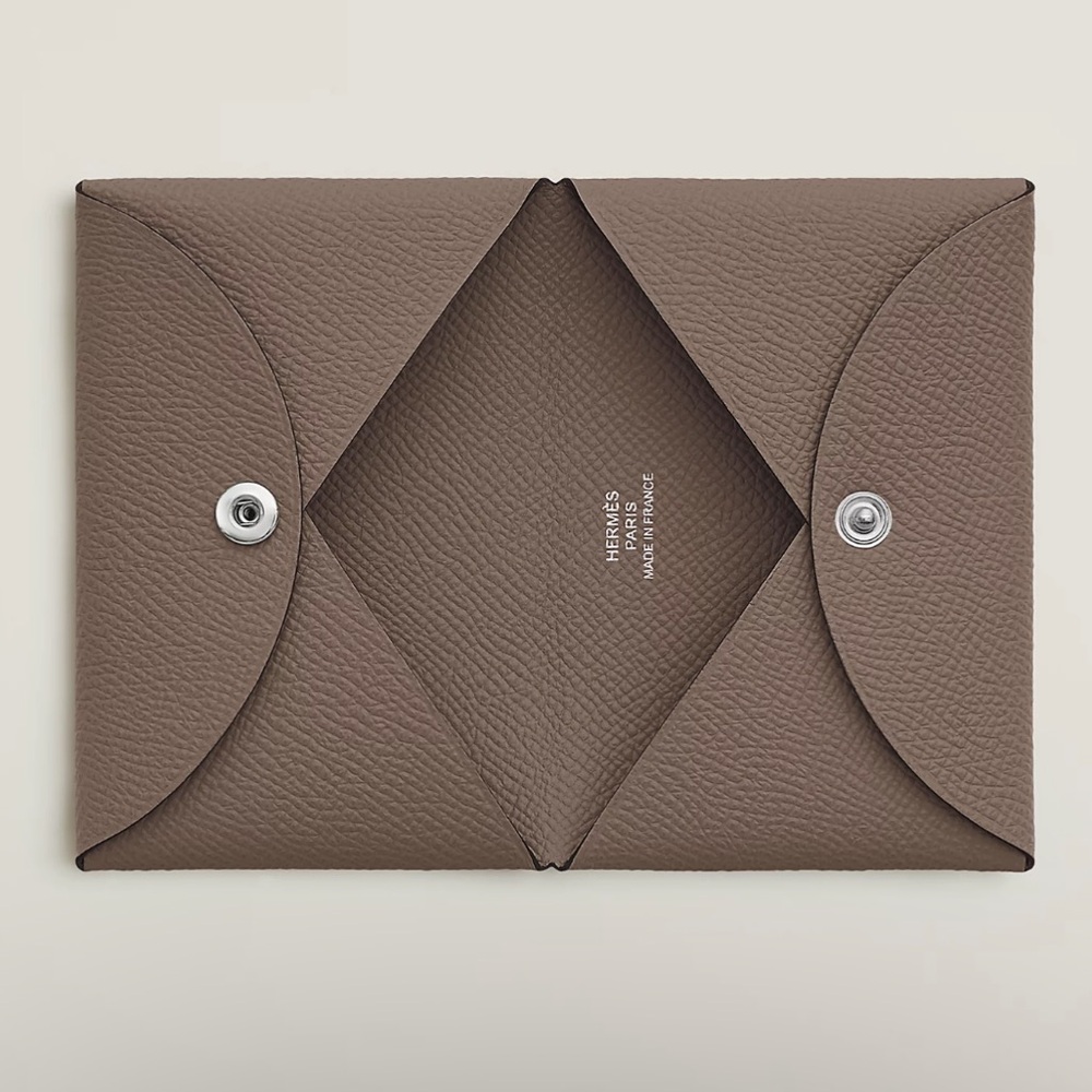 Hermes Brown Leather Envelope Wallet